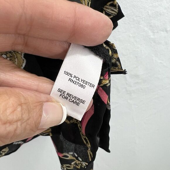 CATO Tunic Women 18/20W Chain Link Print Black Equestrian Roll Tab Sleeves - Picture 6 of 10